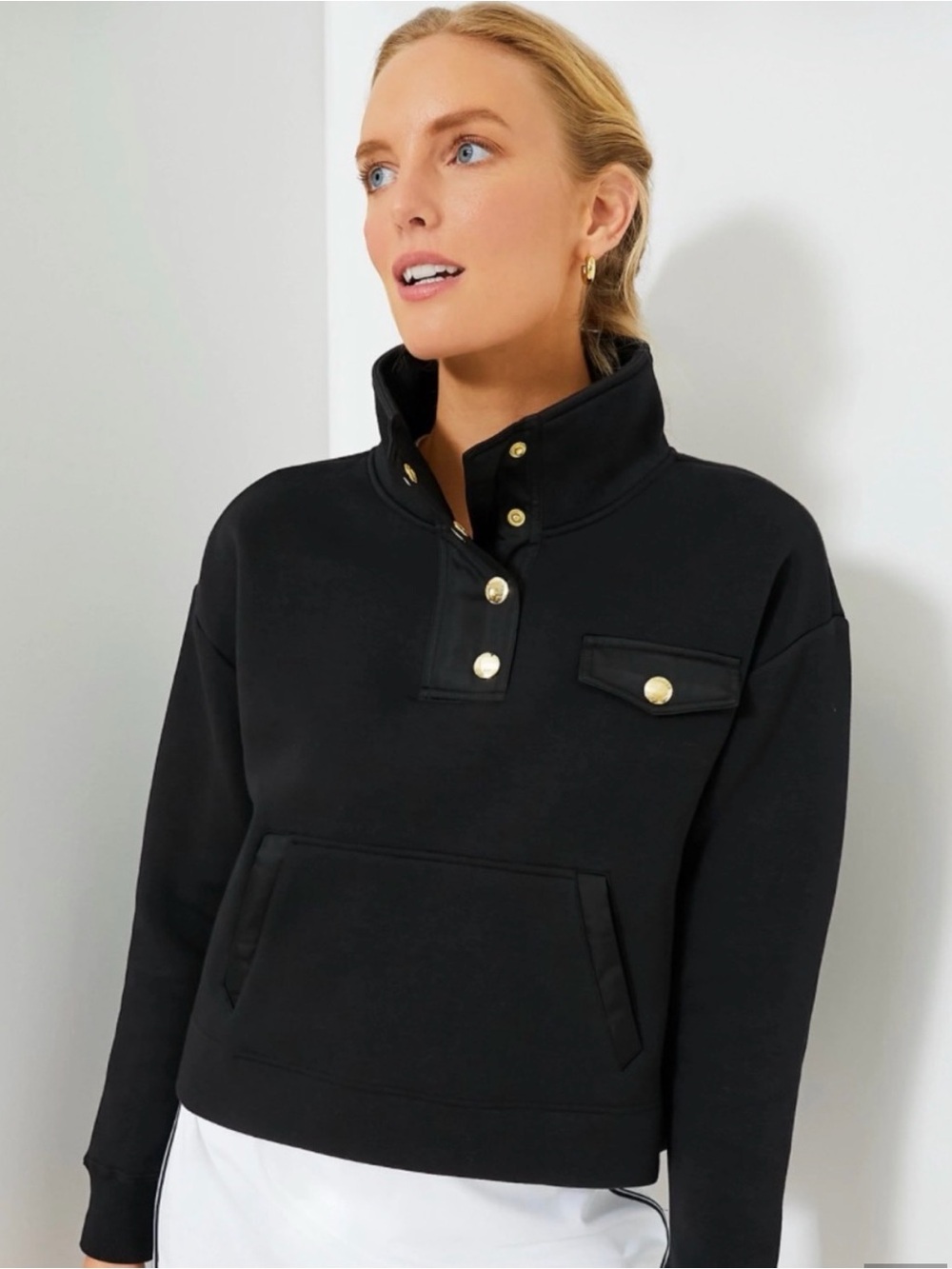 Tuckernuck Black Snap-Front Pullover with Pocket Detail